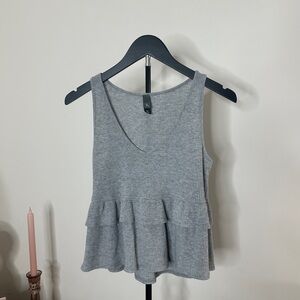 Alya Gray Ruffle Tank Top MEDIUM